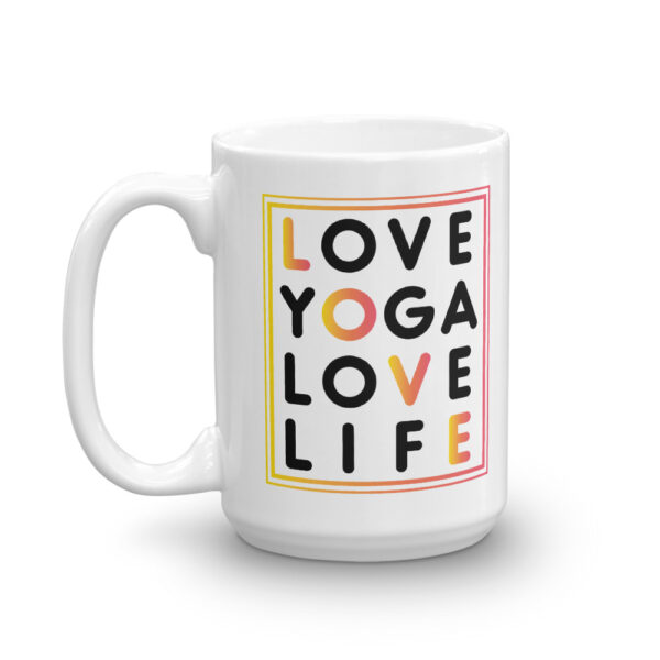 Love Yoga Love Life Kaffeetasse Produktbild 445ml Henkel links