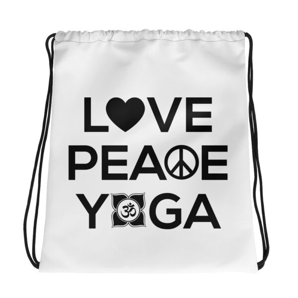Love Peace Yoga weiß Turnbeutel