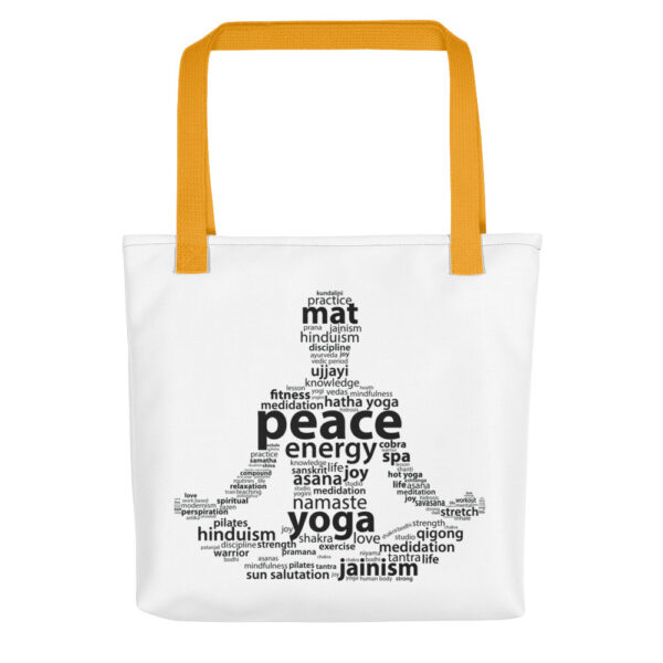 Meditationspose Yoga Wortwolke Tragetasche – Bild 2