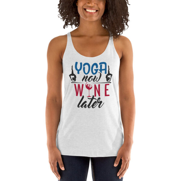 Model Yoga now Wine later Damen Tank Top Weiß