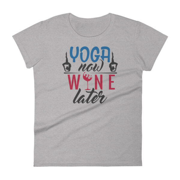 Yoga now Wine later Damen T-Shirt Farbe Heather grau