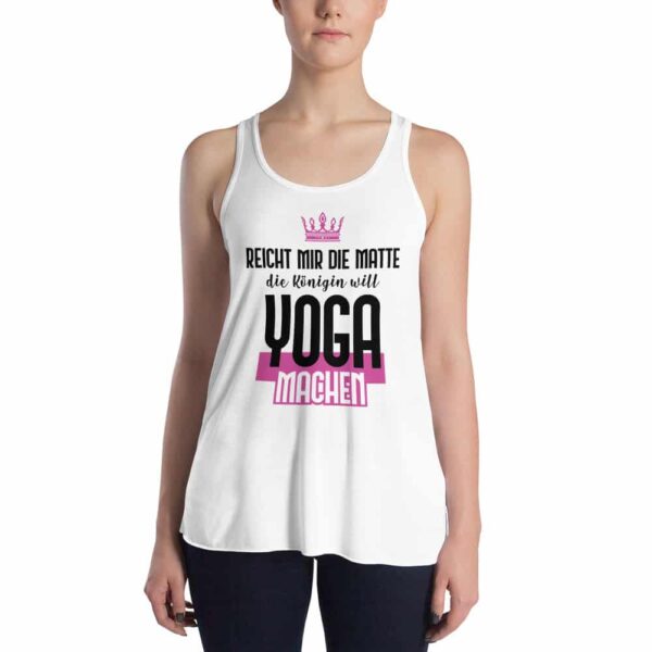 Model Yoga Tank Top Spruch Reicht Matte Königin Yoga machen Weiß