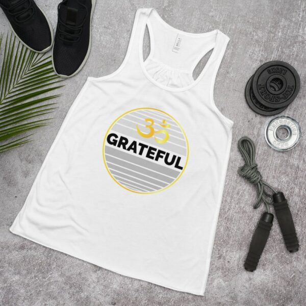 Grateful Om Damen Tank Top für Yoga Sport Alltag Weiß