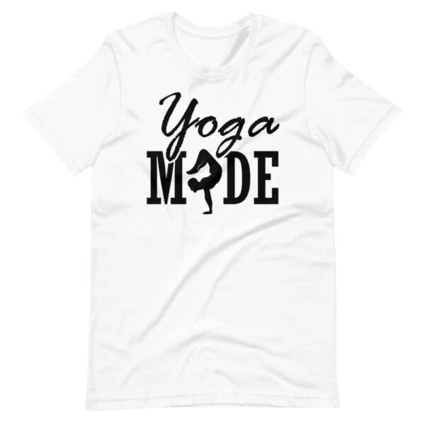 Yoga MADE schwarze Schrift Herren T Shirt Weiss