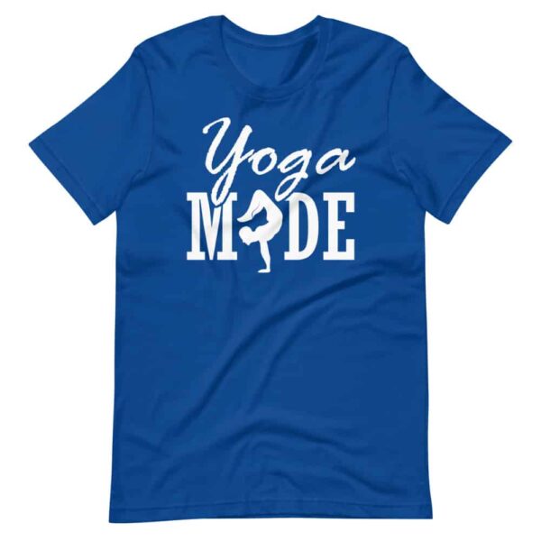 Yoga MADE weiße Schrift Herren T Shirt True Royal