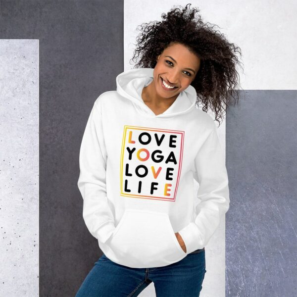 Love Yoga Love Life Damen Hoodie – Bild 2
