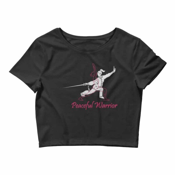 Peaceful Warrior Yoga Krieger Damen Crop Top Schwarz