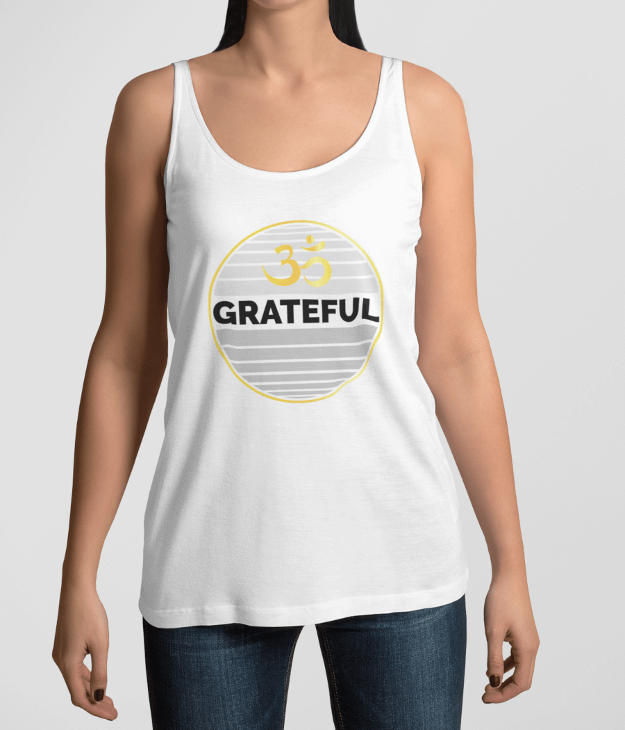 Grateful Om Dankbarkeit Damen Tank Top Weiß