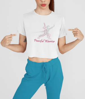 Peaceful Warrior Damen Crop Top Weiß