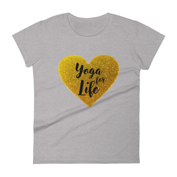 Yoga for Life goldenes Herz Damen T-Shirt Heather Grau