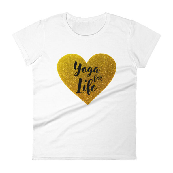 Yoga for Life goldenes Herz Damen T-Shirt Weiß