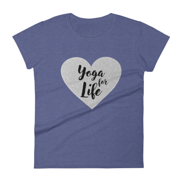 Yoga for Life silbernes Herz Damen T-Shirt Heather Blau