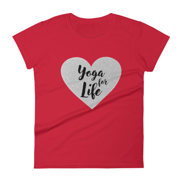 Yoga for Life silbernes Herz Damen T-Shirt Rot