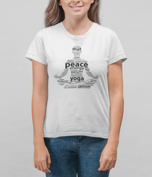 Yoga Meditationspose Wortwolke Damen T-Shirt