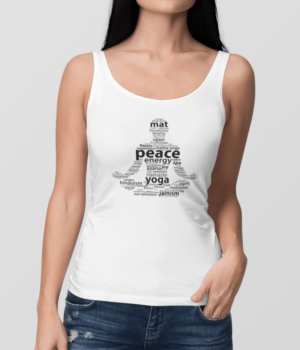 Yoga Meditationspose Wortwolke Damen Tank Top Weiß