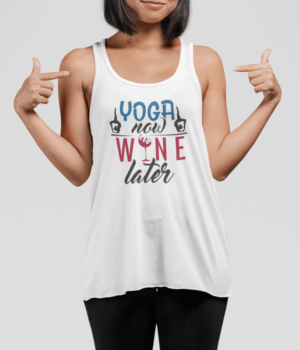 Yoga now Wine later Damen Tank Top Weiß