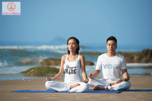 Paar Strand Yoga Meditation Yoga MADE Damen Tank Top Weiß
